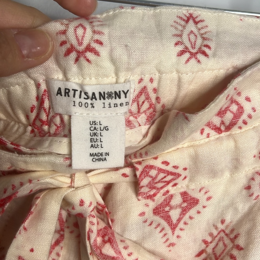 Artisan NY Cream & Red Linen Shorts - Picture 4 of 7